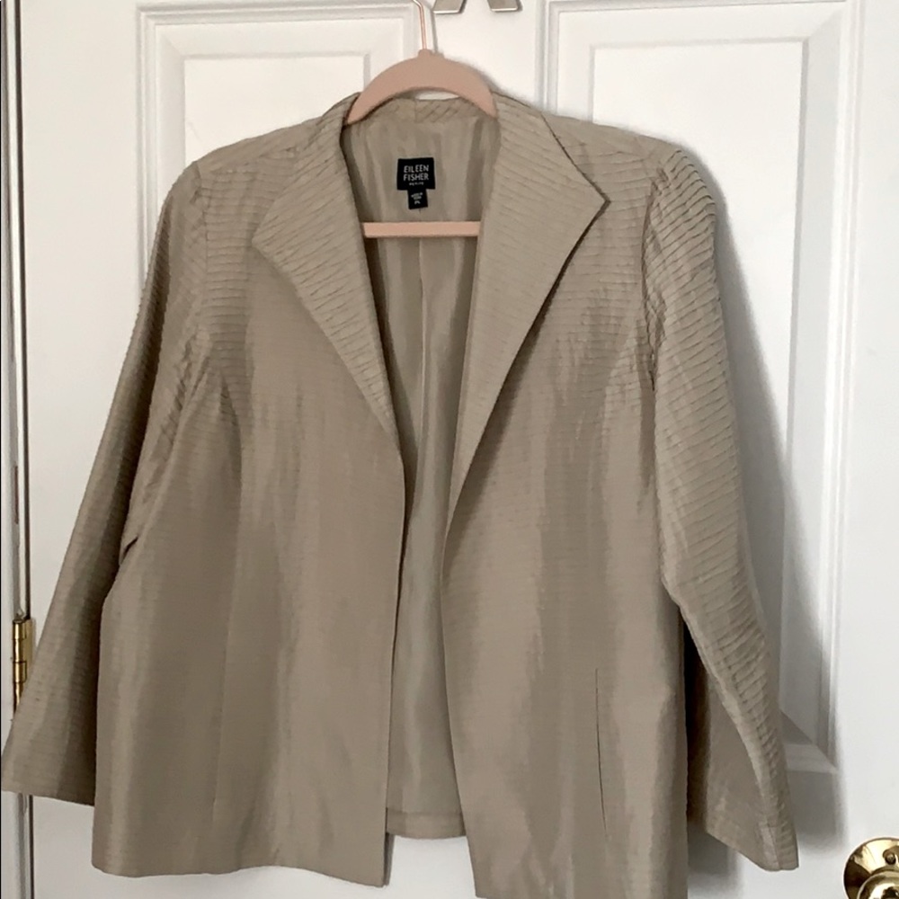 Eileen Fisher Pleated Silk Blazer